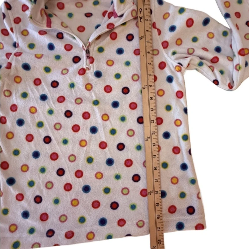 Lands End Fleece Half-Zip kids Pullover with Multicolor Polka Dots. L/14